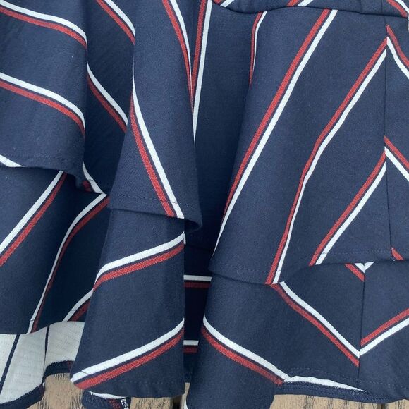NWT Express Size 8 Blue Navy Red Mini Asymmetrical ruffle skirt - Picture 7 of 7